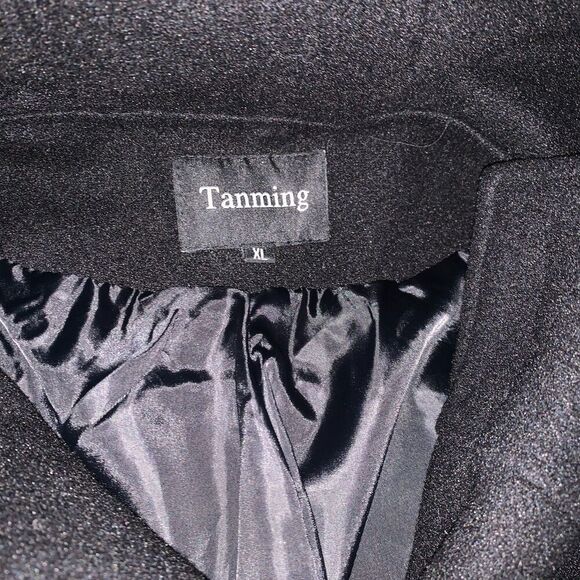 Tanming Womens Notch Lapel Double Breasted Wool Blend Mid Pea Trench Coat XL - Picture 15 of 15